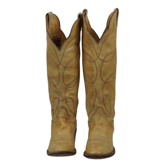 Hondo Pale Yellow Cowboy Western Buckaroo Boots Knee High 17-Inch Tall Women 6 B - Picture 4 of 13